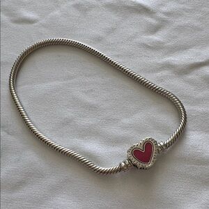 Pandora Bracelet with Red Heart Charm Heart Snake Chain Bracelet​ Keith Haring